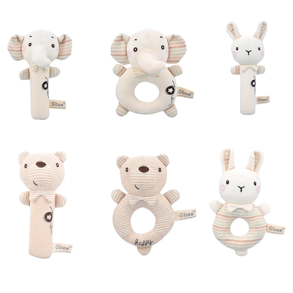 

Cartoon Animal Cotton Round Rattle Stick Hand Grasp Newborn Baby Soothing Toys Mobile Bed Bell Infant Crib Dolls Rattle Toys