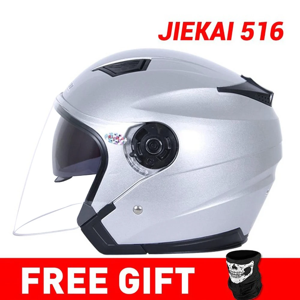 JIEKAI мотоциклетный шлем с открытым лицом Capacete мотоциклетный шлем Motocicleta Cascos Para мото гоночные мотоциклетные винтажные шлемы - Цвет: JK516-Silver