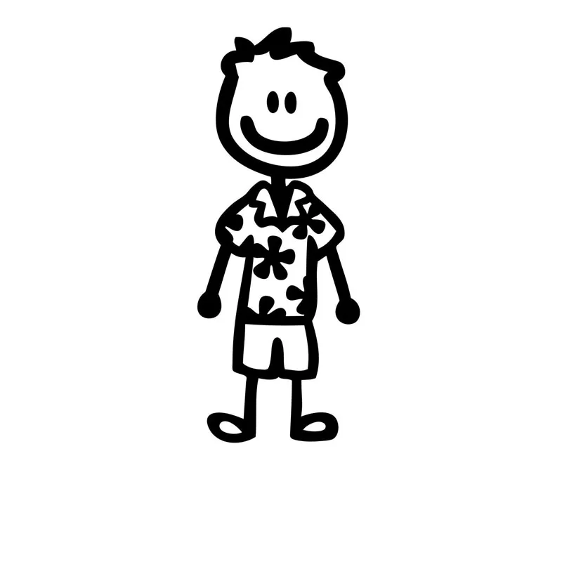 Наклейки для автомобиля в стиле моды с изображением гавайских стик-фигур, семейных мультяшных персонажей, мотоциклов, защитой от солнца и водонепроницаемым материалом из ПВХ размером 20 см * 15 см.