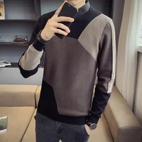 autumn winter style holiday two knitted sweaters personality lapel splicing business leisure sweater pullover sweater men wear