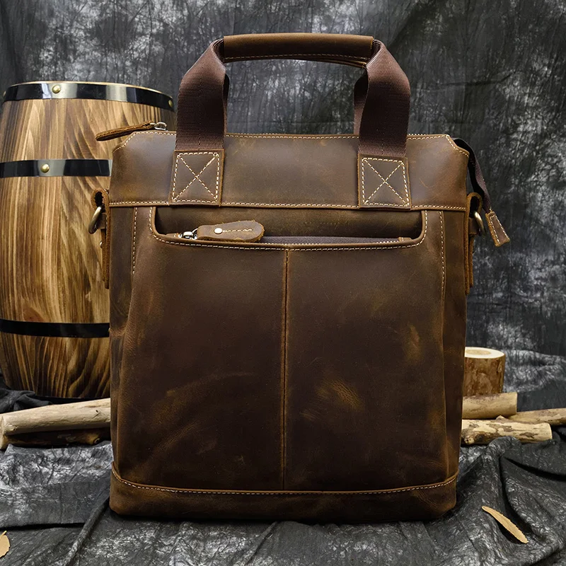 Мужские сумки мессенджеры MAHEU винтажные через плечо из натуральной воловьей кожи