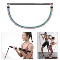 pilates bar folding gym resistance bands 100lbs women men workout abs butt