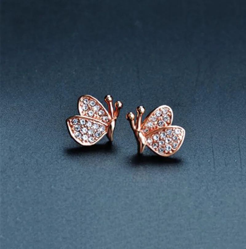 

925 Sterling Silver Old Silver Craftsman Handcrafted Diamond Butterfly Earrings Individual Diamond Classic Ladies Accessories