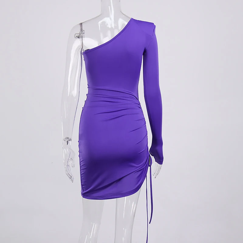 Женское платье с одним открытым плечом NewAsia Garden фиолетовое облегающее длинным