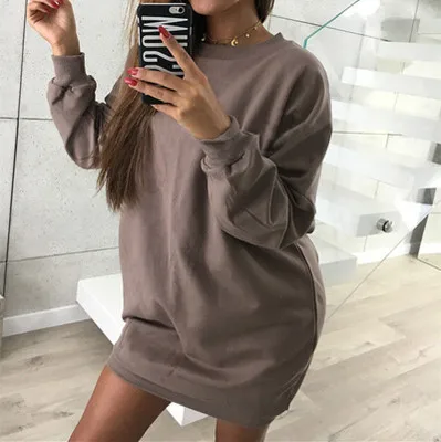 Женское зимнее свободное платье с капюшоном для отдыха однотонное длинное платье с капюшоном с длинными рукавами