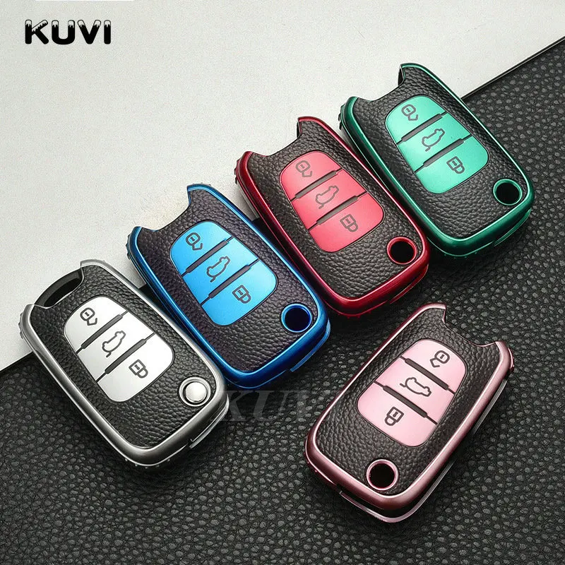 Кожаный Автомобильный флип-чехол для ключа чехол KIA RIO Soul Optima Ceed K2 K3 K5 Pride Hyundai Elantra