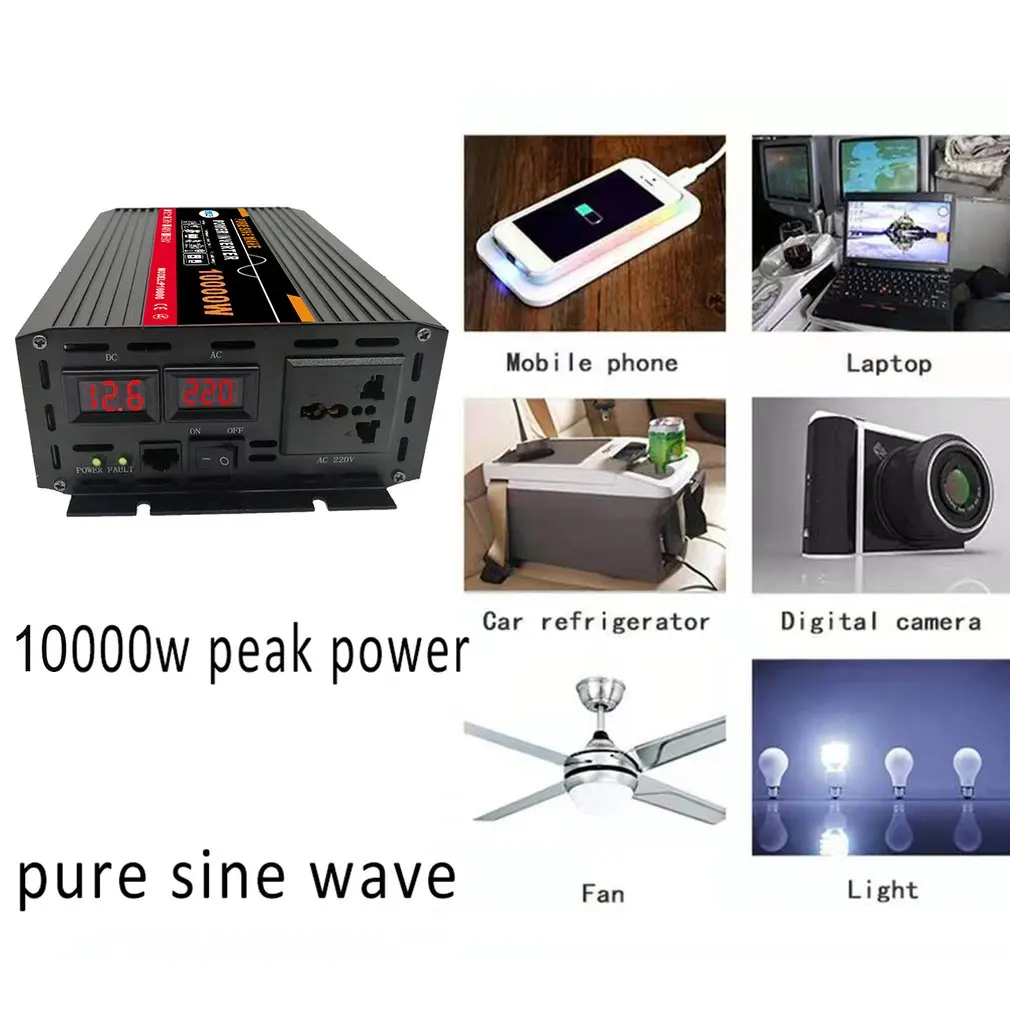 $60.58 10000W Pure Sine Wave Power Inverter For Solar System/Solar Panel/Home/Outdoor/RV/Camping Wave Power Inverter