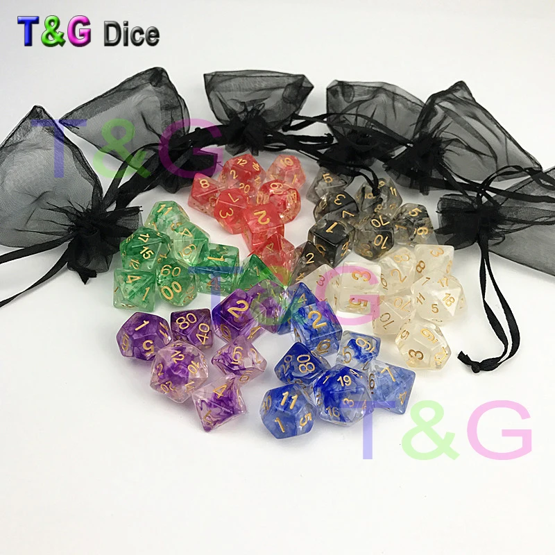 Новый Набор из 7 многогранных игральных костей для игры D &amp d plus сумка в кости