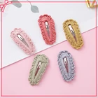 Красочные шерстяные заколки для маленьких девочек, заколки для волос с кружевной отделкой, заколки карамельных цветов, головной убор, вязаные аксессуары для волос для детей