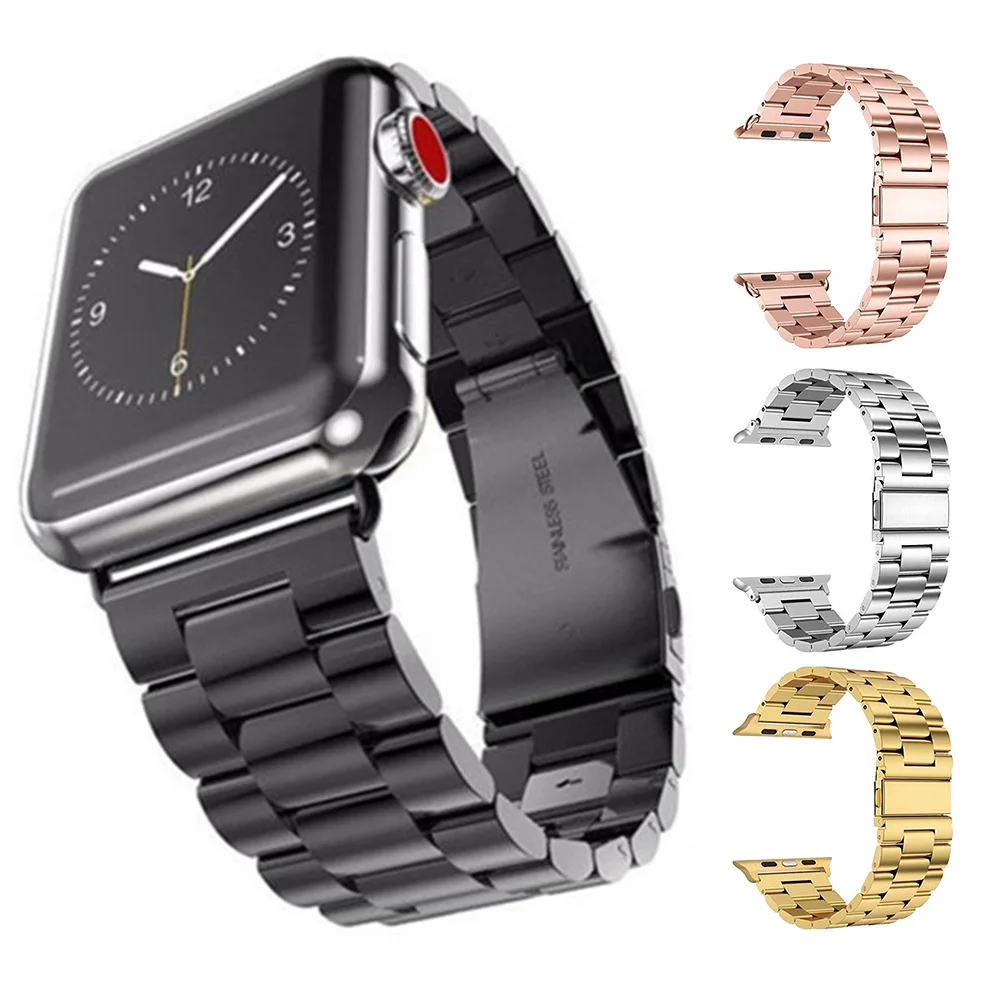 Ремешок из нержавеющей стали для Apple Watch Series 5 4 3 2 черный браслет-адаптер iWatch Band 38