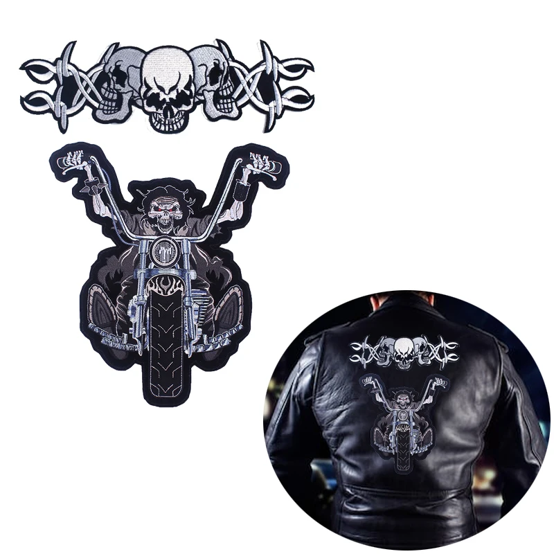 Нашивки в стиле панк с черепом на куртке и одежде мотоциклетные вышитые нашивки