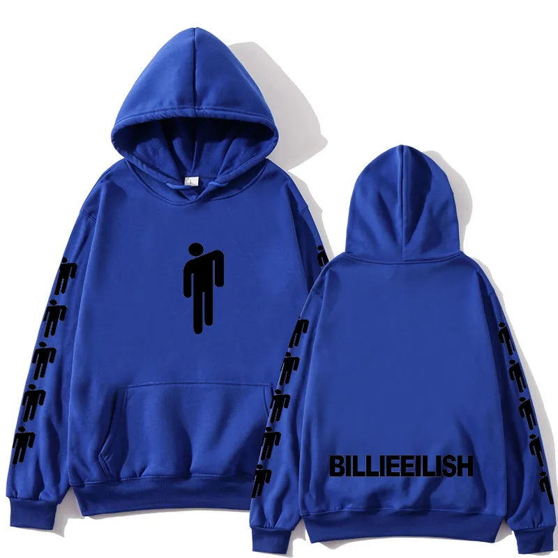 Billie Eilish модные толстовки с принтом женские/мужские толстовки с капюшоном и длинным рукавом горячая Распродажа повседневные трендовые уличные толстовки - Цвет: Royal blue