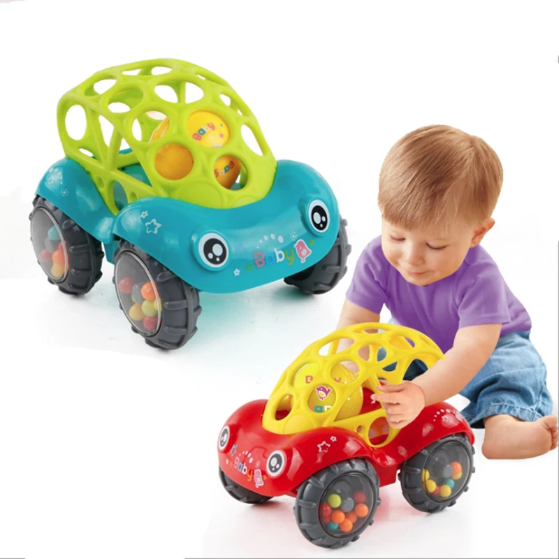 Baby Car Doll Toy Crib Mobile Bell Rings Grip Gutta Percha Hand Catching Ball s for Newborns 0-12 Months