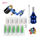 Ротационная тату-машинка, растушевывающая подкладка, набор тату-ручек с трубкой, моторный пистолет, картридж для тату, иглы, принадлежности для перманентного макияжа