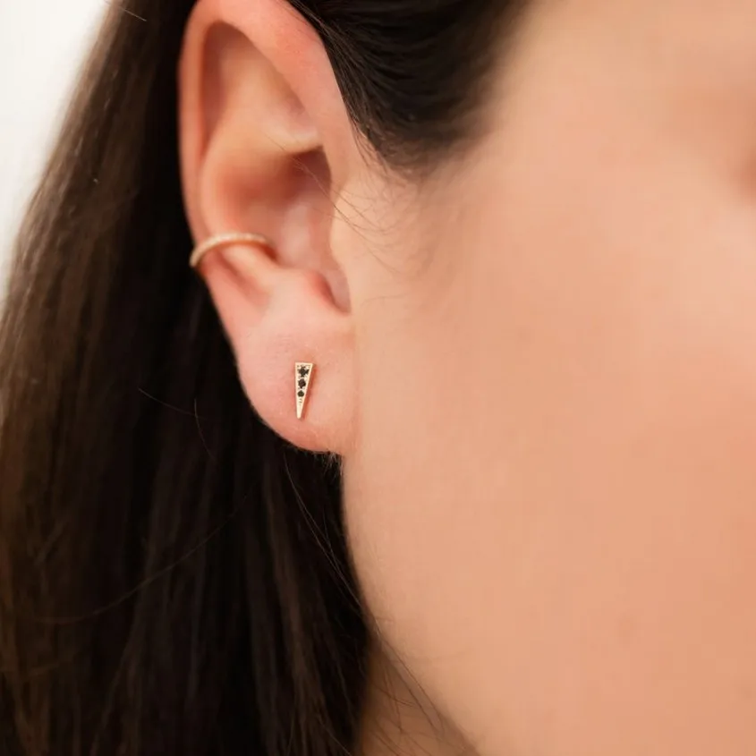 Новая мода золотистый и черный 3 камень кинжал треугольник круглые CZ флэш памяти