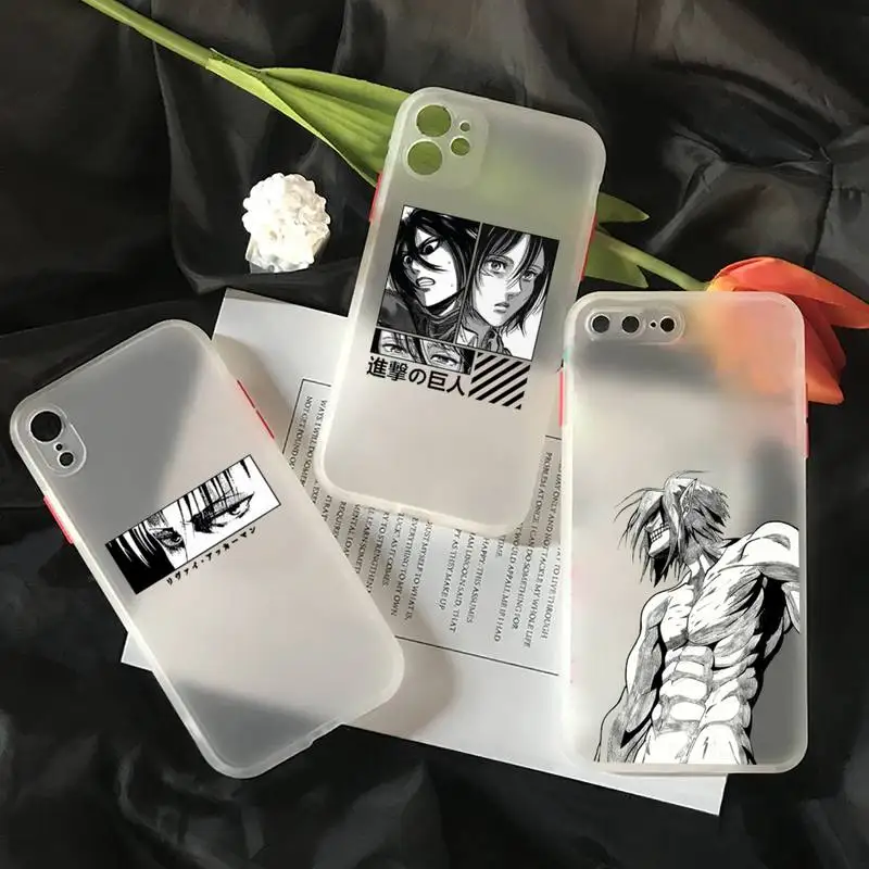 

anime Attack on Titan Phone Case matte transparent For iphone 7 8 11 12 plus mini x xs xr pro max cover