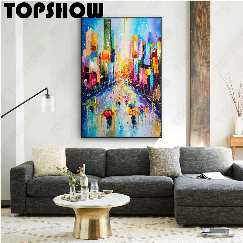 

Картина маслом «Дождливый город» для дома и гостиной