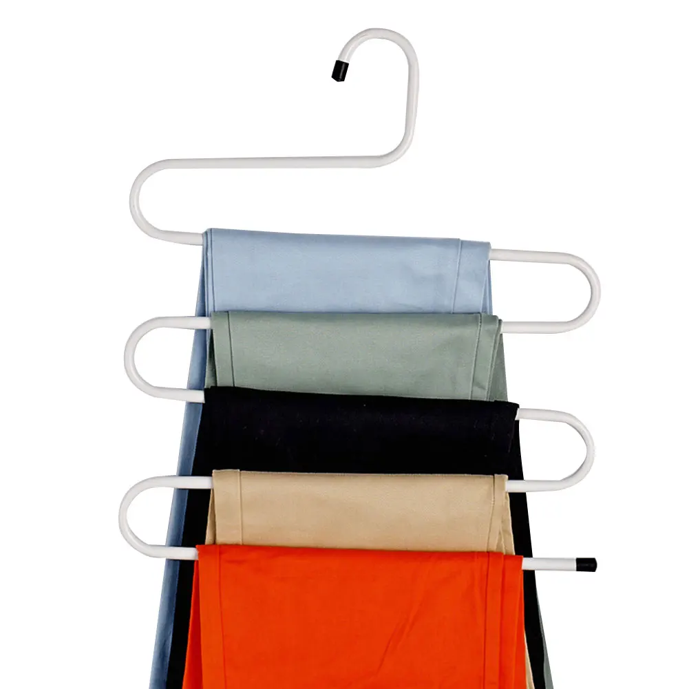 

Stainless Steel Pants Hangers Anti-slip S Shaped Multifunctional Clothes Storage Rack New FAS6