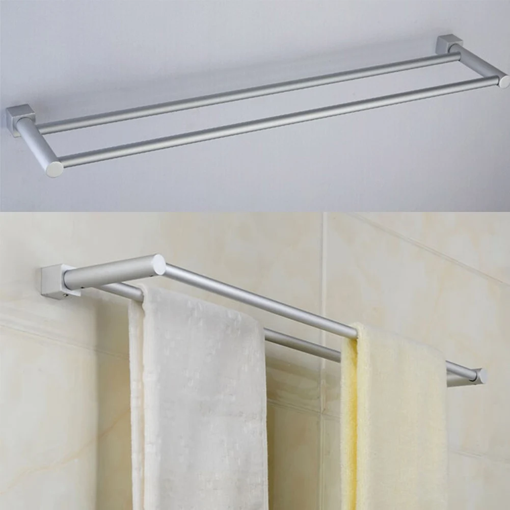

Towel Rail Wall Mounted Towel Shelf Simple Style Holder Rack Space Aluminum