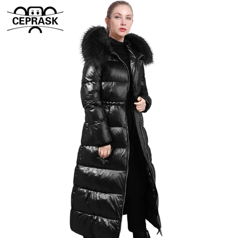 CEPRASK 2023 Новое модное зимнее пальто для женщин X-Long высокого качества хлопковые парки верхняя одежда с капюшоном теплая Толстая Женская куртка из искусственного меха