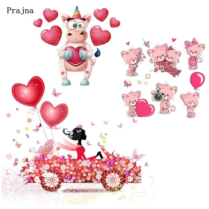 Мультяшные наклейки Prajna с единорогом на одежду термотрансферные виниловые