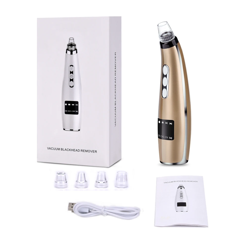 

Electric Blackhead Remover Gold Vacuum Suction Facial Pore Cleaner Spot Acne Pimple Extractor Home Face Skin Care Beauty Machine
