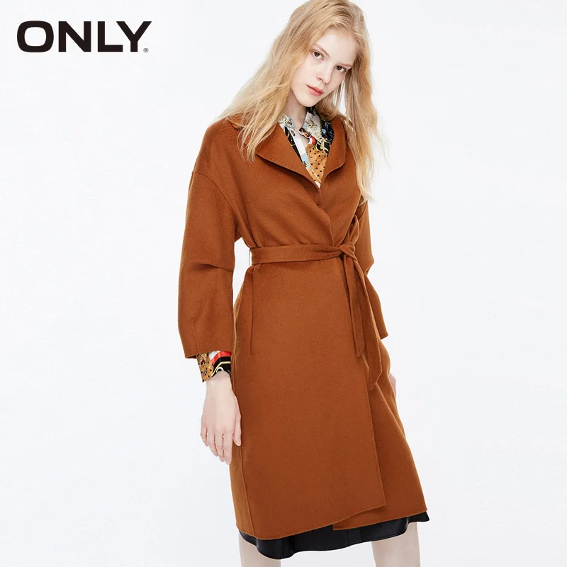 Только женское весеннее тонкое длинное шерстяное пальто с лацканами | 11834S528