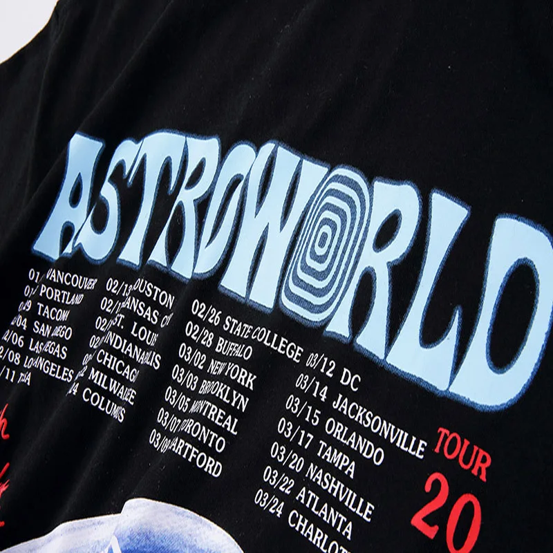 19SS футболка ASTROWORLD TOUR Трэвис Скотт я не хочу проснуться Высококачественная хип