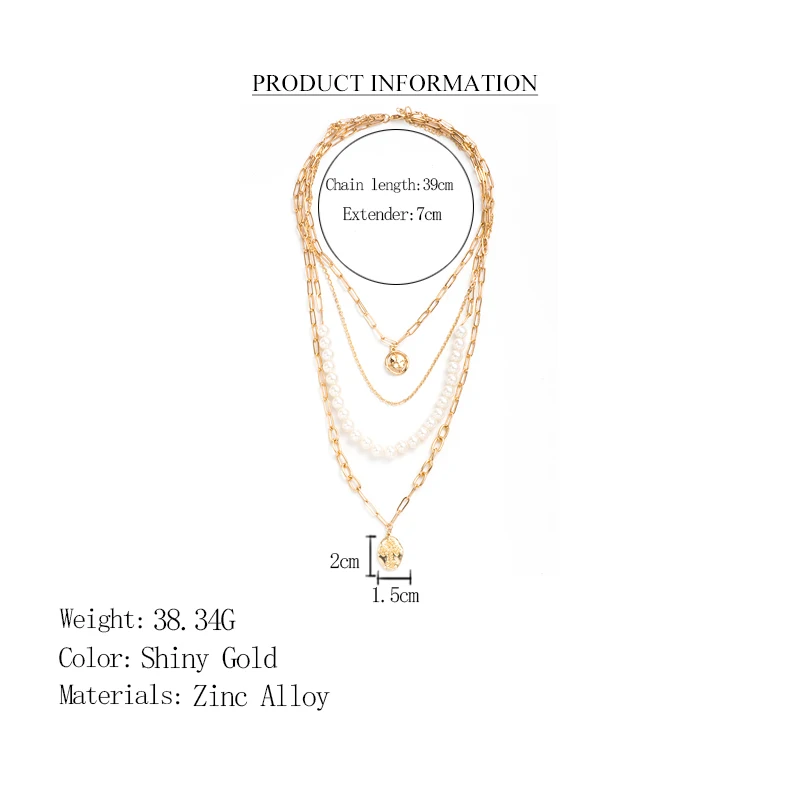 Fever&ampFree Four Layers Pearl Choker Necklace Irregular Virgin Mary Pendant For Women Fashion Statement Jewelry | Украшения и