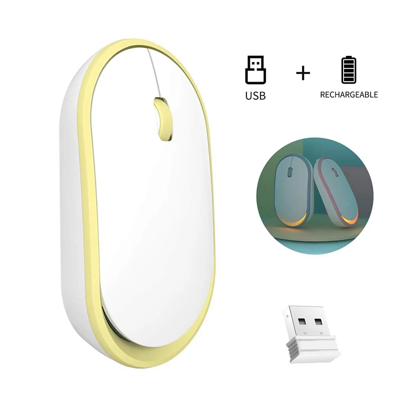 Беспроводная оптическая мышь с тихим кликом 2 4 ГГц оранжевая светодиодная