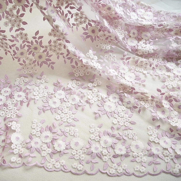 

Two-color Flower Embroidery Lace Fabric Tablecloths Curtains Diy Materials Wedding dress Accessories