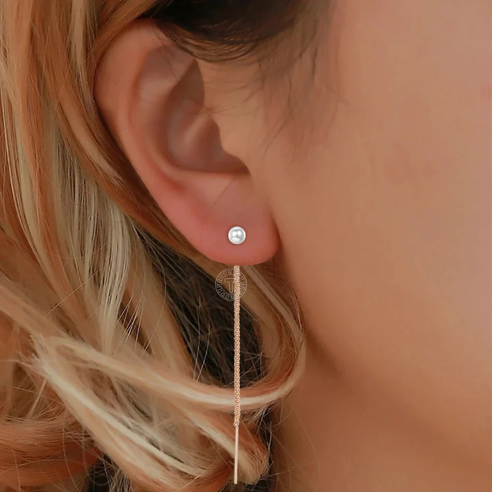 Женские длинные серьги с имитацией жемчуга трендовые белые круглые