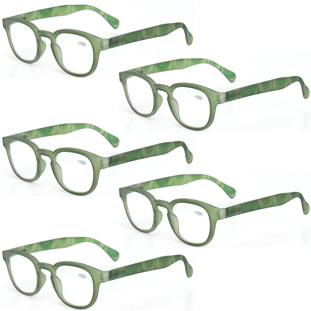 5 Pack Green С модным принтом, итальянский дизайн, очки для чтения, для обувь для мужчин и женщин пружинным шарниром овальная оправа для очков 1,0 1,5 2,0 2,5 3,0 4,0 - Цвет оправы: 5 Pack Green