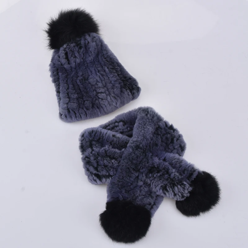 Детские Натуральная шапка из меха кролика рекс с зимний теплый шарф Кепки для