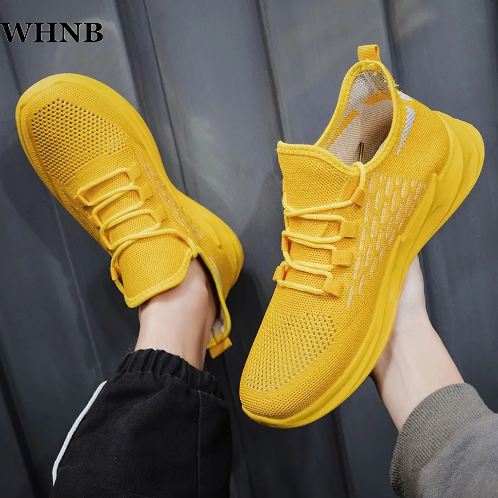 

WHNB Men Casual Sneakers Sports Shoes Running Shoes Lightweight Vulcanize Lac-up Breathable Mesh Walking Sneakers Tenis