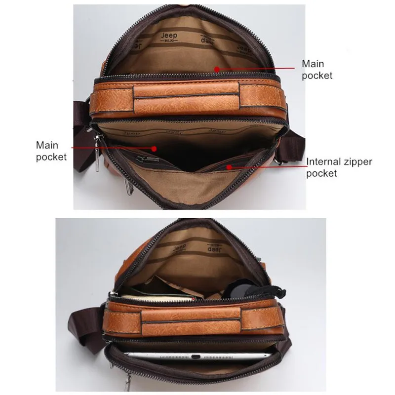 Мужская сумка-мессенджер JEEP BULUO из спилока |