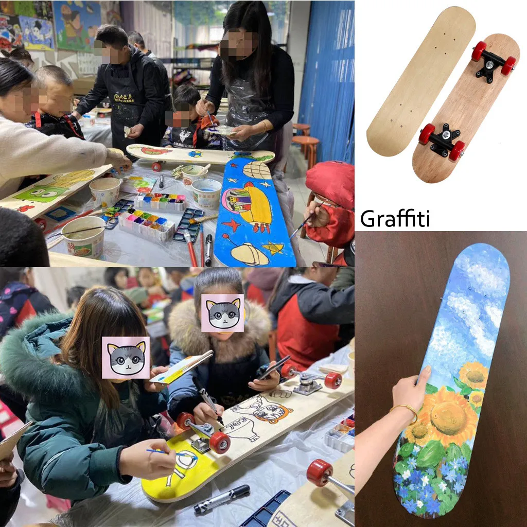 

Complete Diy Freehand Skateboards For Beginners Graffiti For Boys Girls Kids Longboard Graphic Printed Children's Scooter