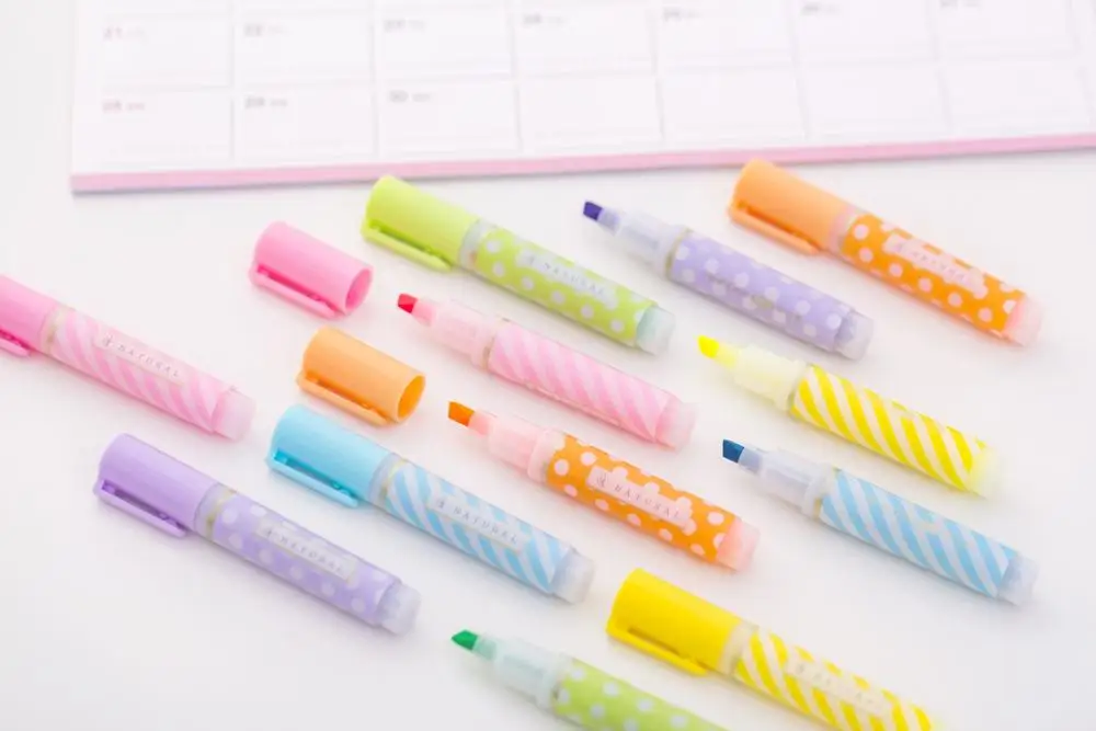 Мини карманный выделители ручка долото наконечник безопасный гелевый хайлайтер