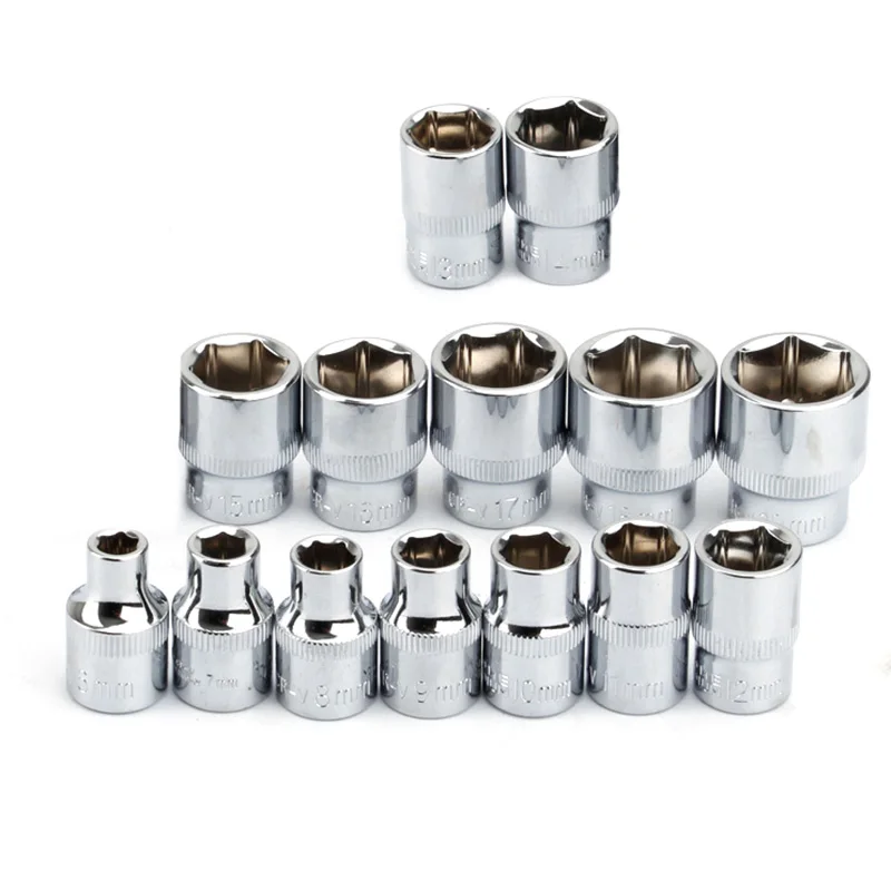 

14pcs Set Nut Standard Socket Wrenches Steel 3/8 Drive 6-19mm Polished Chrome