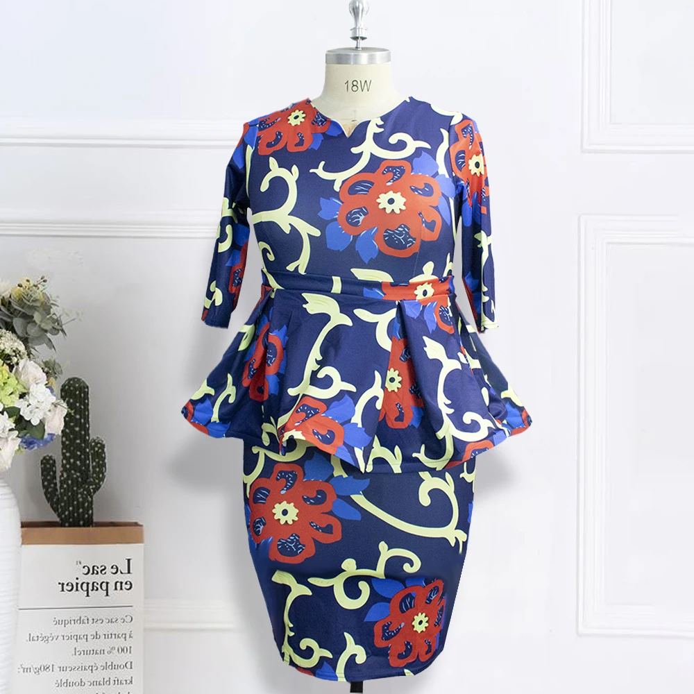 Женское платье с принтом круглым вырезом цветочным со съемным поясом винтажная