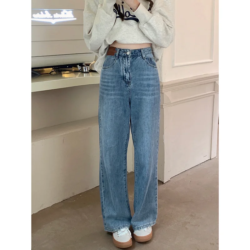 

CMAZ 2021 Vintage High Waist Straight Pants for Women Streetwear Loose Female Denim Jeans Buttons Zipper Ladies trouser