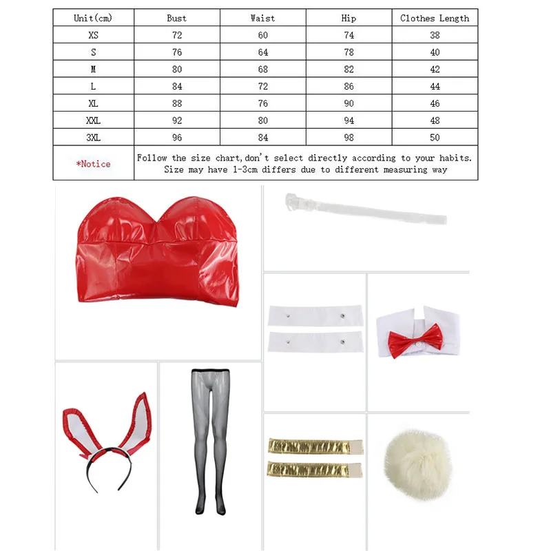 

RANMO Anime DARLING in the FRANXX Cosplay Costume Zero Two Bunny Cosplay Costume 02 Sexy Women Jumpsuit Red Leather Swimsuit