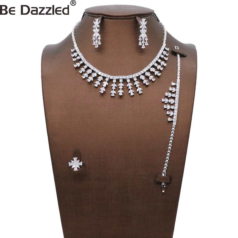 

Nigerian Bling Bling Cubic Zirconia Wedding Jewelry Sets inlay Luxury Crystal Bridal Jewelry Set Gifts For Bridesmaids