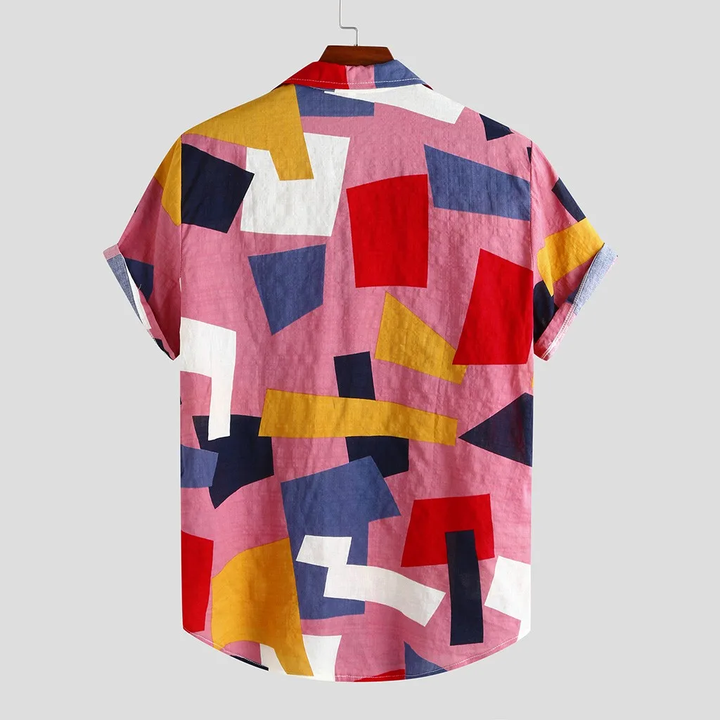 

Fashion Mens Printed Hawaiian Loose Short Sleeve Casual Buttons shirt Loose beach causal shirts retro shirt men dress clothes