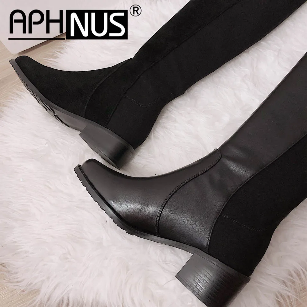 

APHNUS Womens Boots Tall Over The Knee Thigh High Mid High Heels Pumps Boots Woman 2020 Shoes For Women New Boot