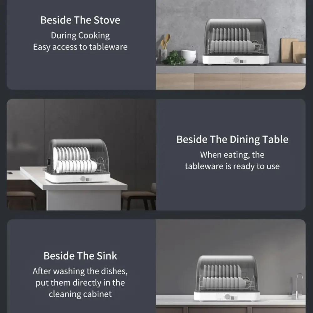 

55L UV Kitchen Rack Home Tabletop Disinfection Cupboard Put The Bowl Chopsticks Storage Box with Cover Leaching Dishes Storage