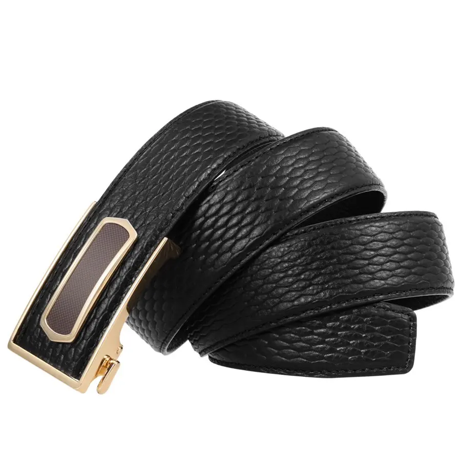 

Male Waistband Fashion Automatic Buckle Belt NEW Men's Leather Ratchet Belt 110cm-125cm Luxury Width:35mm