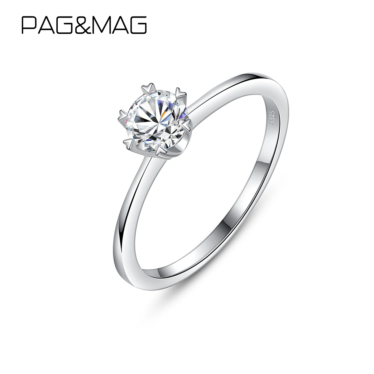 

PAG&MAG Authentic Moissanite Total 0.5 Ct Diamond Finger Rings For Women 925 Sterling Silver Ring Statement Wedding Band Jewelry