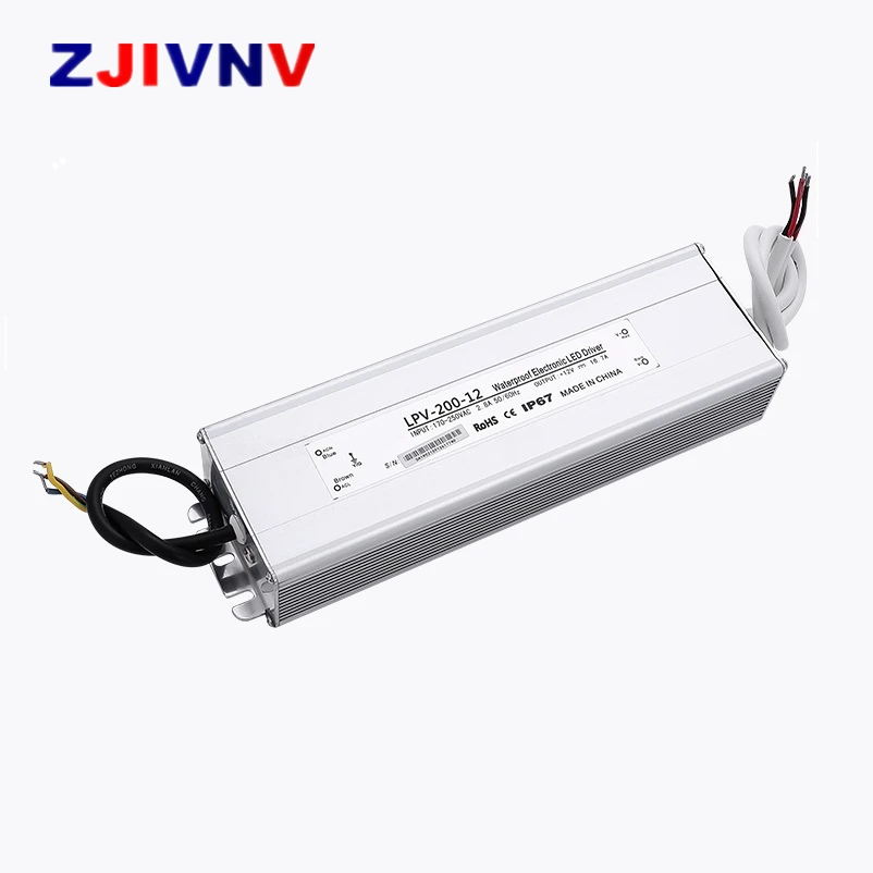 200 Вт Водонепроницаемый IP67 Светодиодный драйвер для наружного использования 12 В 24 в 36 в 48 в импульсный источник питания постоянного напряжения smps