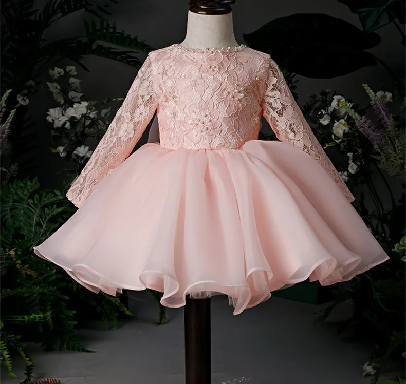 Платье детское с длинным рукавом из тюля кристаллами и бисером | Мать ребенок